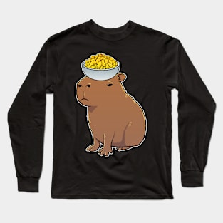 Capybara with Mac and Cheese on its head Long Sleeve T-Shirt